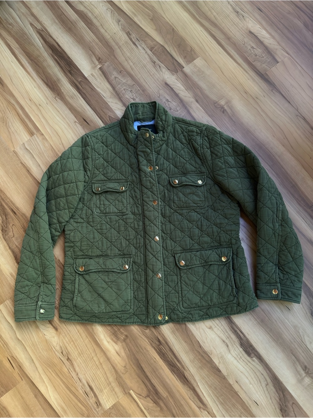 J. Crew Women's Quilted Cotton Utility Field Jacket Green